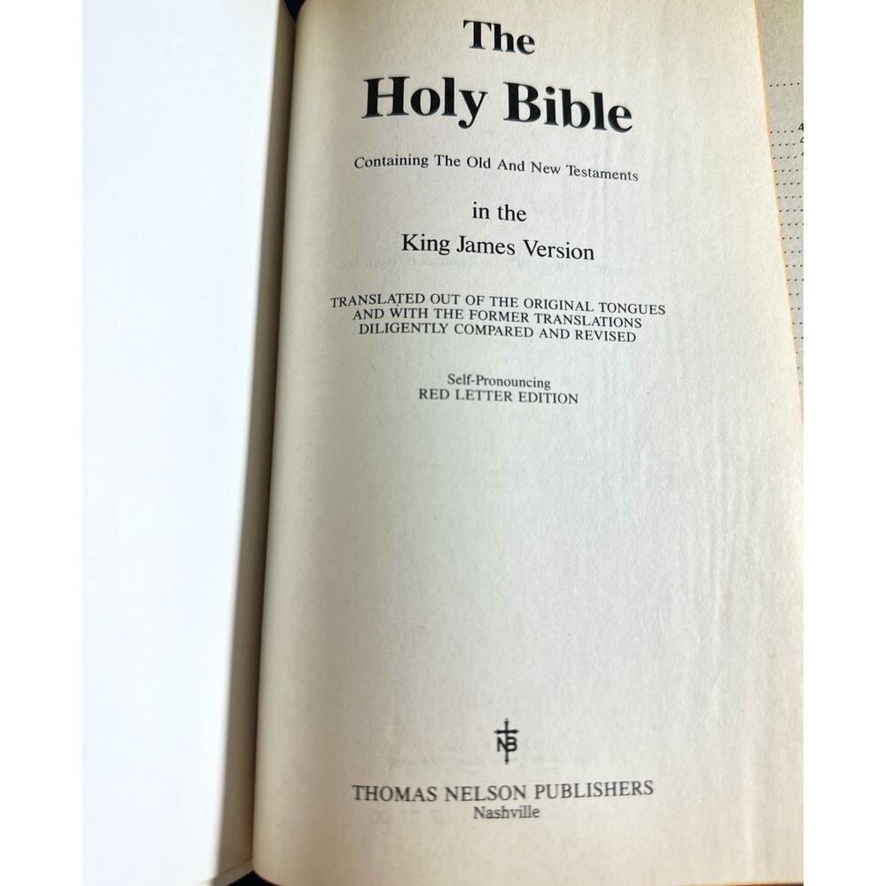 Holy Bible King James Version Red Letter White Leather Nelson 162W 1984 - Picture 7 of 9